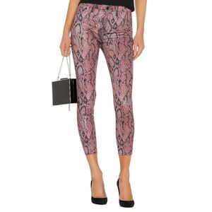 L'Agence Pants Womens 25 Pink Snake Print Margot Skinny High Rise Garnet Aurora